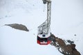 Cableway gondola moves up to the top of Klein Matterhorn