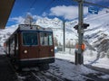 Gornergrath railway Gornergratbahn approching Riffelalp statio