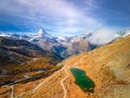 Zermatt, Switzerland with the Matterhorn and Stellisee Lake Royalty Free Stock Photo