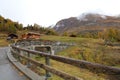 Zermatt, Switzerland-October 21, 2019:View of The Old Building on Furi cable car station in autumn and rainny day. at furi village Royalty Free Stock Photo