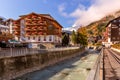 Zermatt, Switzerland street view and Matterhorn