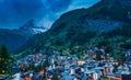 Zermatt town at sunset with Matterhorn in summer, Switzerland