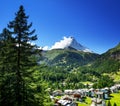 Zermatt village with peak of Matterhorn