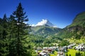 Zermatt village with peak of Matterhorn