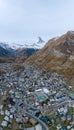 Zermatt village view point and iconic Matterhorn peak in autumn, Switzerland Royalty Free Stock Photo