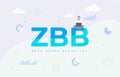Zero Based Budgeting with ZBB abbreviation acronym business concept. Flat vector illustration isolated on white background Royalty Free Stock Photo