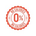 Zero calorie low sugar icon. Zero percent calorie stamp diet symbol