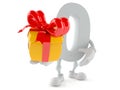 Zero character holding gift Royalty Free Stock Photo