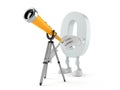 Zero character looking through a telescope Royalty Free Stock Photo