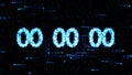 Zero countdown. The countdown on the computer screen. Clocks are set at 00:00 starting a new countdown.