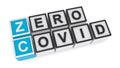 Zero covid word block on white