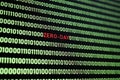 ZERO-DAY text and binary code concept from the desktop computer screen. Royalty Free Stock Photo