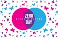 Zero Discrimination Day Illustration with butterfly and two intersection circle with different color