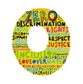 Zero discrimination day word cloud. Respect and diversity vertical poster Royalty Free Stock Photo