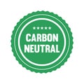 Green carbon neutral stamp or logo. CO2 neutral certified round emblem.