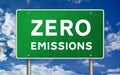 ZERO EMISSIONS road sign message Royalty Free Stock Photo