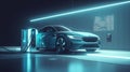 Zero Emissions Electric Car at Charging Station illustration - Ai Generated