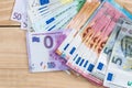 Zero euro souvenir with colorful euro banknotes. Royalty Free Stock Photo