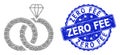 Scratched Zero Fee Round Seal and Recursive Jewelry Wedding Rings Icon Mosaic