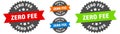 zero fee sign. round ribbon label set. Seal Royalty Free Stock Photo