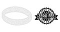 Textured Zero Fee Ribbon Seal Stamp and Mesh 2D Gold Ring Royalty Free Stock Photo