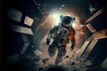 Zero G emergency space evacuation with astronaut concept Superb.