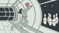 Zero Gravity Bowling: Astronaut Playing in Space Station, vector design Generative AI Royalty Free Stock Photo
