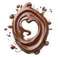 Zero number or letter O made with melting chocolate on white background, top view. Generative AI realistic illustration