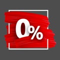 Zero percent background with brush strokes. Royalty Free Stock Photo