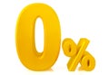 Zero percent gold 3d rendering on white background Royalty Free Stock Photo