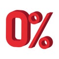 Zero percent icon, cartoon style Royalty Free Stock Photo