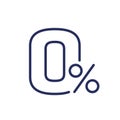 zero percent line icon, vector Royalty Free Stock Photo
