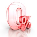 Zero percent red curved sign on white background Royalty Free Stock Photo