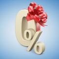 Zero percent with red ribbon and bow. Discount free Royalty Free Stock Photo