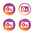 Zero percent sign icon. Zero credit symbol. Royalty Free Stock Photo