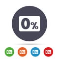 Zero percent sign icon. Zero credit symbol. Royalty Free Stock Photo