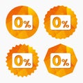 Zero percent sign icon. Zero credit symbol. Royalty Free Stock Photo