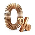 Zero and percent symbol made from golden coins. Royalty Free Stock Photo