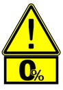 Zero percent. A warning sign Royalty Free Stock Photo