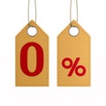 Zero percent on white background. Isolated 3D illustration Royalty Free Stock Photo