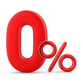 Zero percent on white background. Isolated 3D illustration Royalty Free Stock Photo