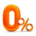 Zero percent on white background. Isolated 3D illustration Royalty Free Stock Photo