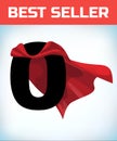 Zero in red hero cape. Super cloak. Super power. Power concept. Leadership sign. Superhero symbol