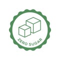 Zero Sugar Product Label in Minimal Green Seal with Cube Icon Outline Royalty Free Stock Photo