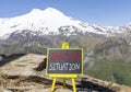 Zero-sum situation symbol. Concept words Zero-sum situation on beautiful black blackboard. Chalkboard. Beautiful mountain Elbrus