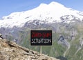 Zero-sum situation symbol. Concept words Zero-sum situation on beautiful black blackboard. Chalkboard. Beautiful mountain Elbrus Royalty Free Stock Photo
