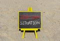 Zero-sum situation symbol. Concept words Zero-sum situation on beautiful black chalk blackboard. Chalkboard. Beautiful sand Royalty Free Stock Photo