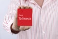 Zero Tolerance written on card