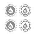 Zero trans fats vector label set