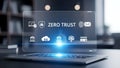 Zero Trust Cybersecurity Data Protection on Digital Hologram Interface Laptop Royalty Free Stock Photo